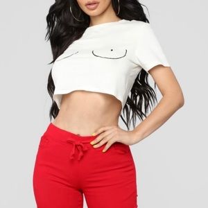 Nip Slip T - Fashion Nova - Large - White- 95% Cotton 5% Spandex